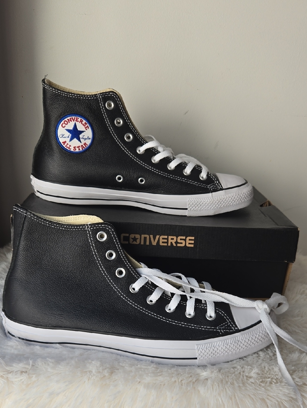 Converse CTAS Black Leather Hi Sneakers Size Men US 11